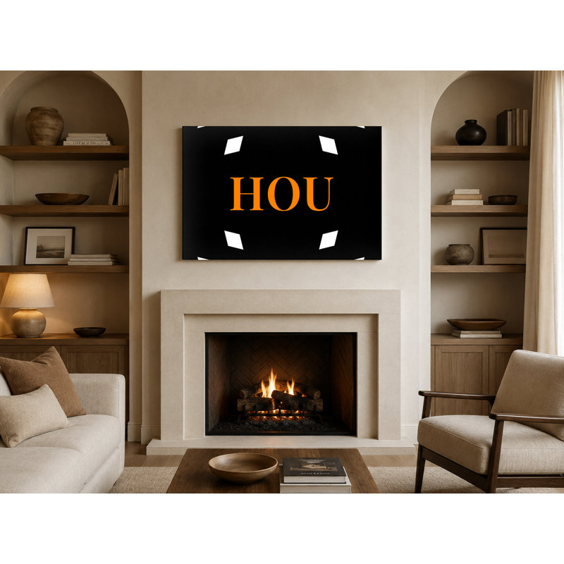 Monogramme Houston Luxury Diamond - blanc, noir, orange, H 12 po x l 18 po