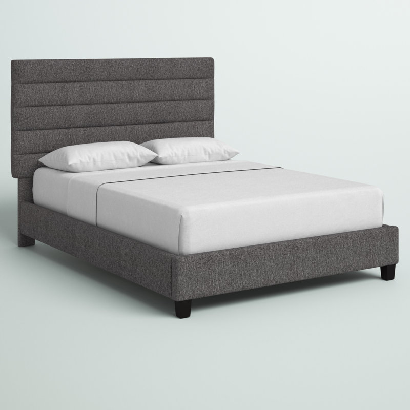 Grand lit plateforme Bittinger, Gris foncé
