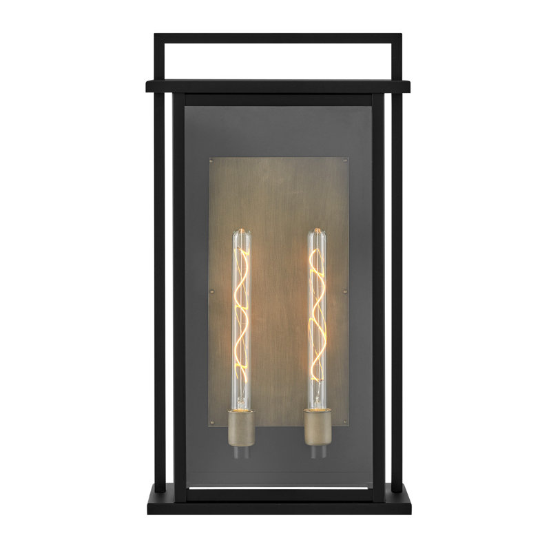 Langston Two-Tone Wall Mount Aluminum Outdoor Lantern, 28" H x 15" W x 7" D