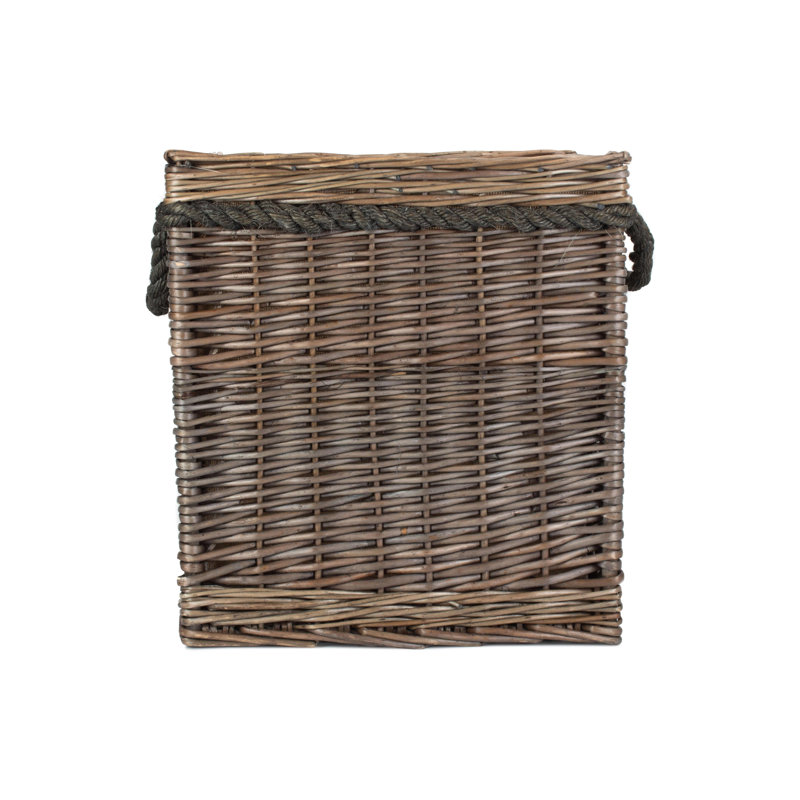 Square Rope Handled Wicker Storage Basket