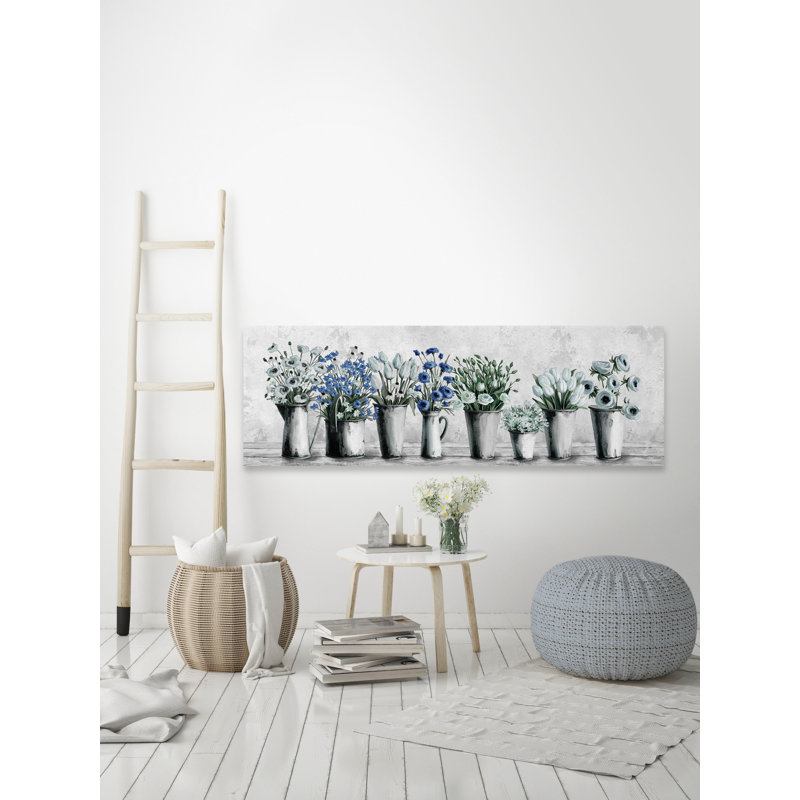 Tulips And Blues - Wrapped Canvas Painting, 51cm H x 152cm W x 3.81cm D