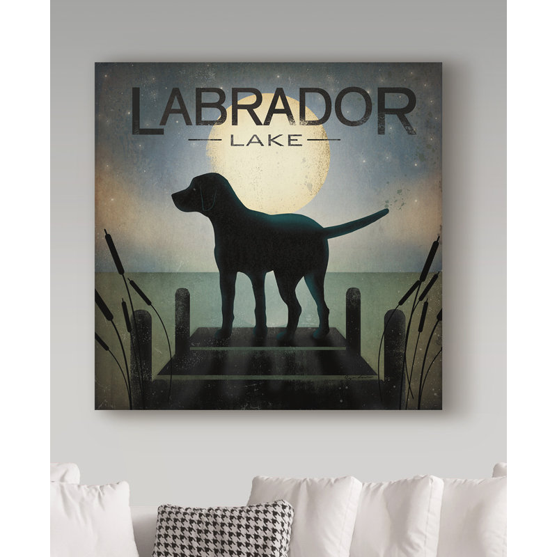 « oasis black dog-labrador lake », reproduction d’impression sur toile tendue, H 18 po x l 18 po x P 2 po