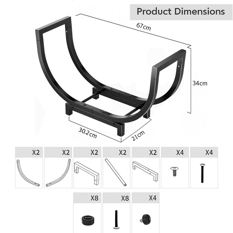 21cm W Metal Log Carrier