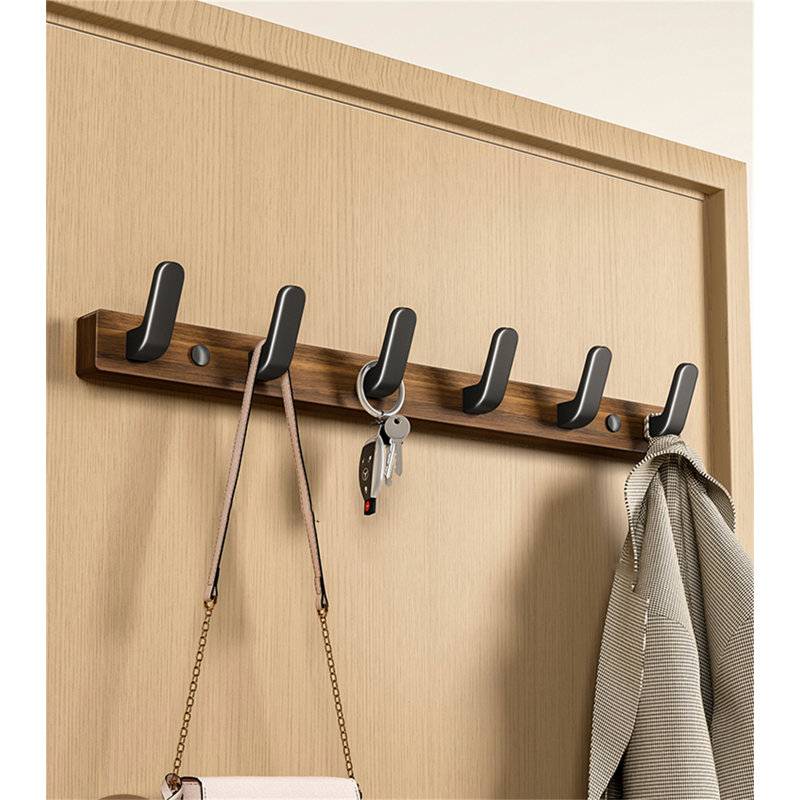 Shikeem Solid Wood Freestanding 6 - Hook Wall Mounted Coat Rack