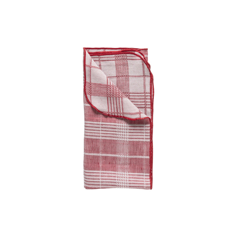 Carolina Linen Blend Plaid Square Napkin, Classic Red