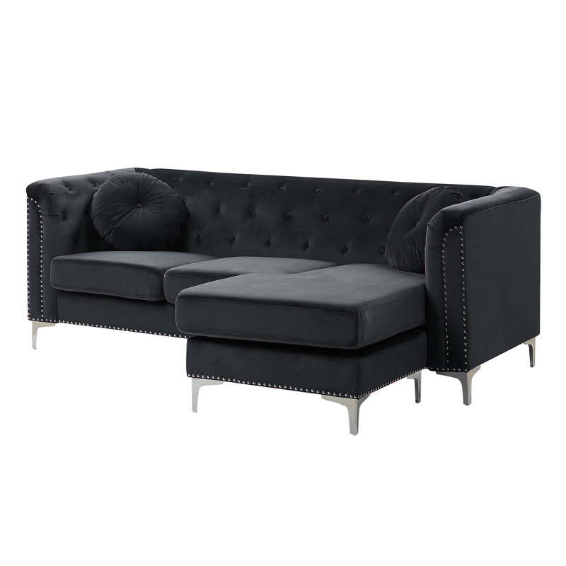 Mosley 3 Seater Corner Sofa , Black, Right
