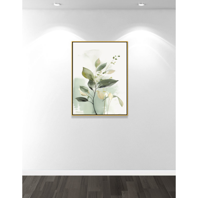 «Greenery Serenade II» par Irena Orlov, Toile avec cadre, 31.5'' W x 41.5'' H, Flotteur doré