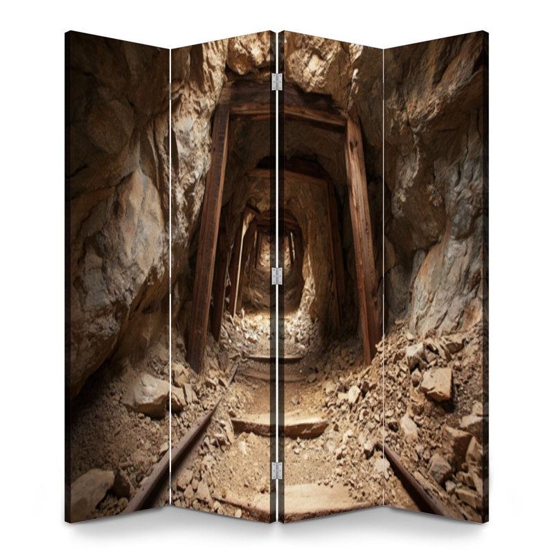 Paravent 4 panneaux à cloison pliable Royal à l'intérieur du tunnel doré désert