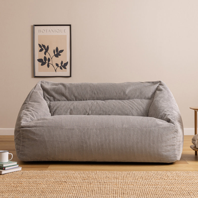 Icon Adult Corduroy Refillable Bean Bag Sofa, Grey
