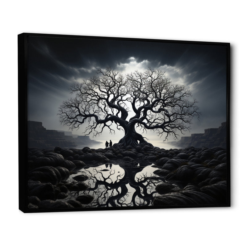 The Contrast Tree Monochrome II - Tree Monochrome Canvas Art, 34" H x 44" W x 1.5" D, Black
