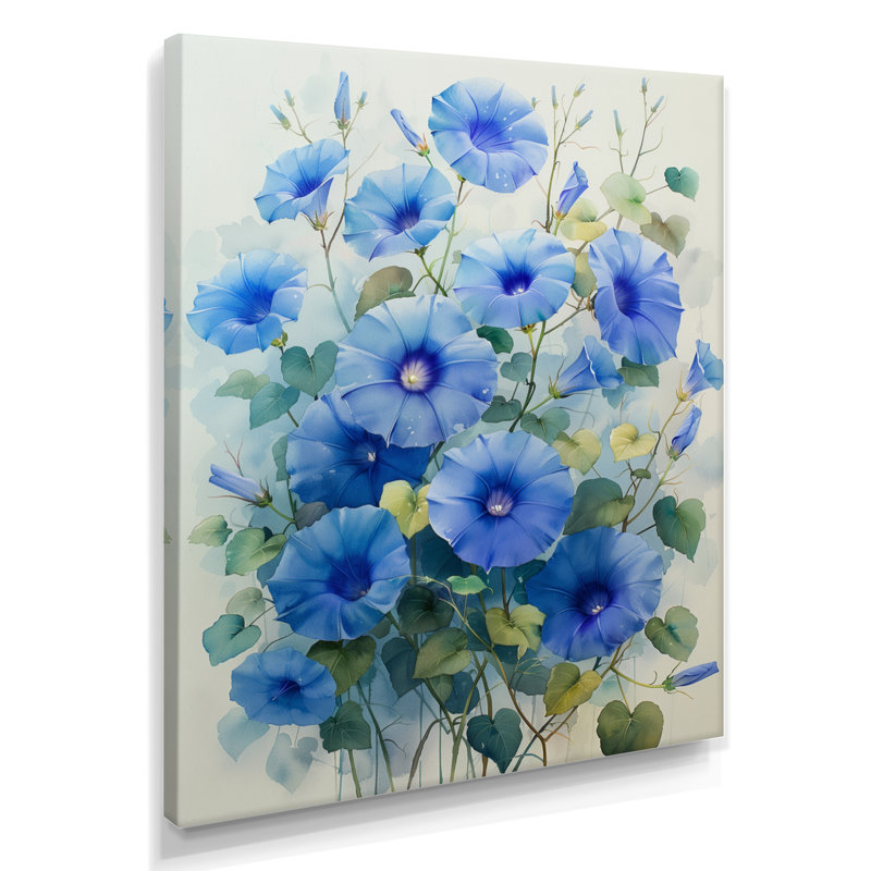 Jardin des rêves bleus fleurs du matin - gloire du matin - décoration murale, Toile tendue, H 16 po x l 32 po