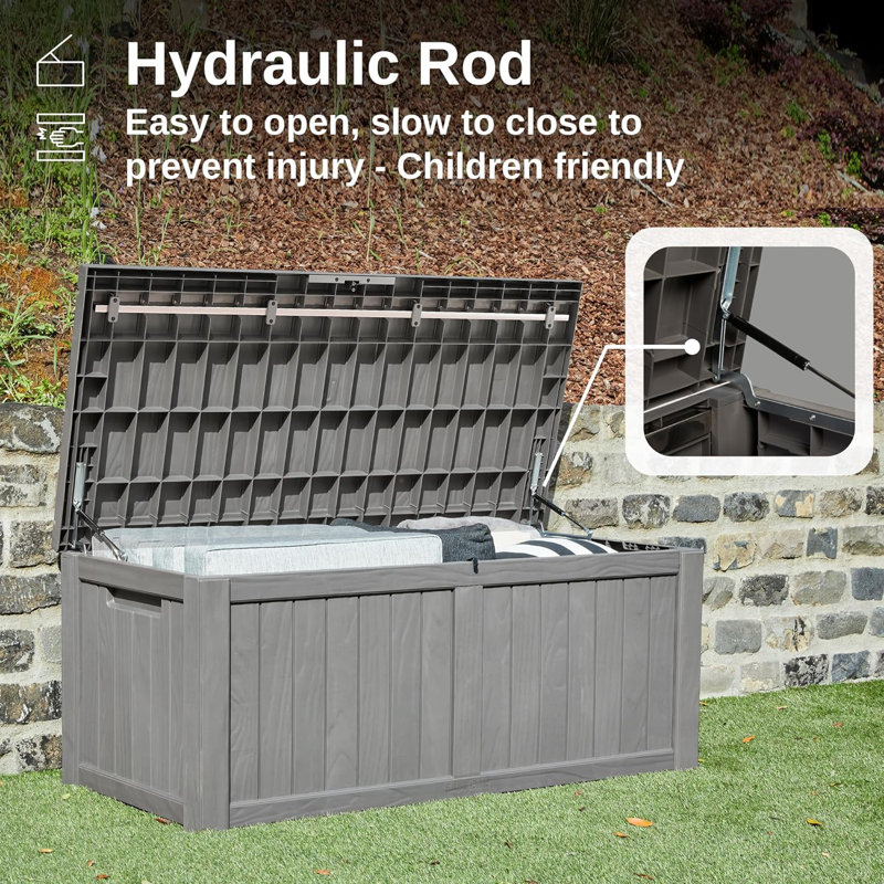 Gray 120 Gallon Lockable Weatherproof Resin Deck Box