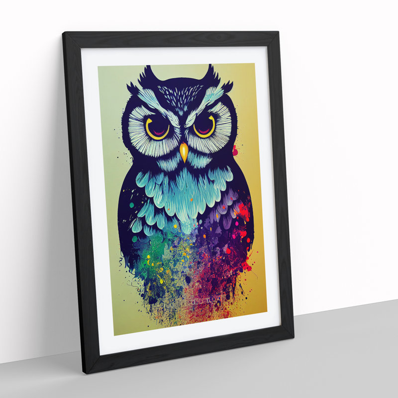 Owl Splash No.2 Abstract - Framed Print, Black, 46cm H x 34cm W x 2cm D