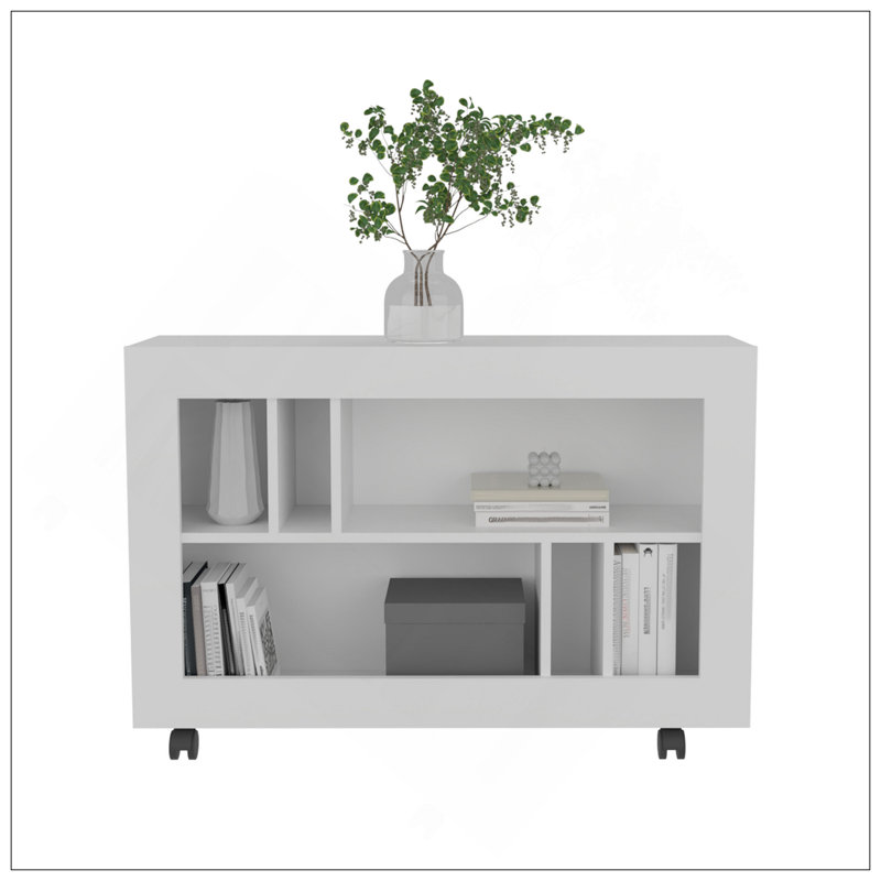 Chariot-console de 37,4 po de largeur avec six tablettes, roulettes, table de vestibule, table d'appoint et table de salon Joge