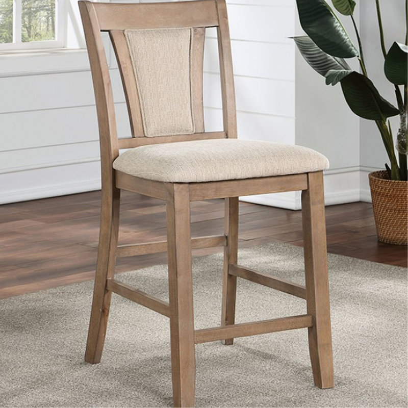 Ensemble transitionnel de 2 chaises à hauteur de comptoir en bois massif beige et naturel