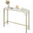 Narrow Console Table With Charging Station, Gold & White Sofa Table For Living Room, Behind Couch Table With 2 Outlets & 2 USB Ports, Entryway Hallway Table
