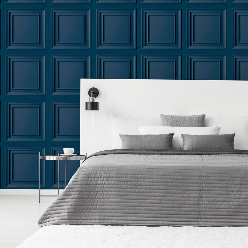 Fresco Wood Panelling Wallpaper, Blue