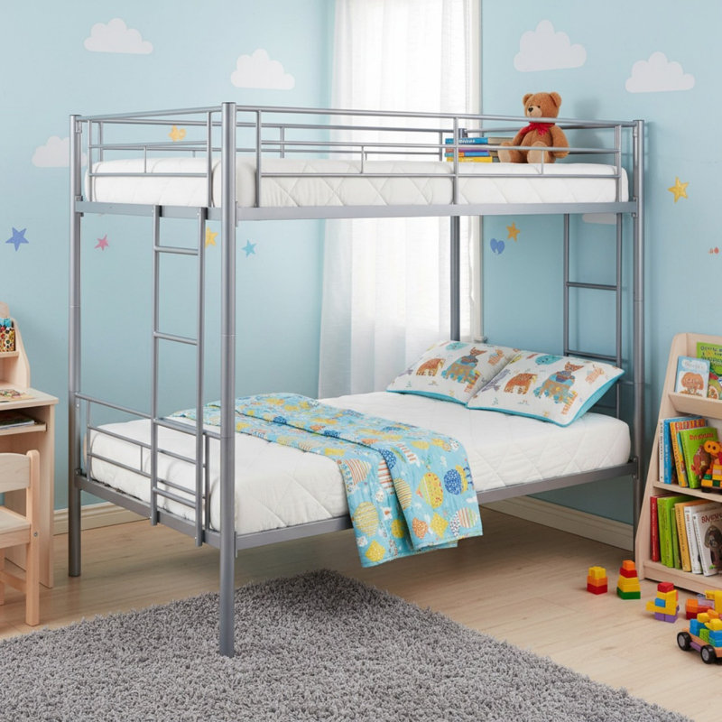 Metal Twin Over Twin Bunk Bed for Teens and Adults, Silver