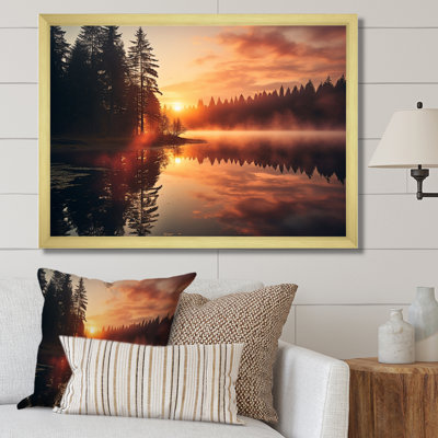 «Pink Morning Mist at the Lake Sunrise», reproduction sur toile