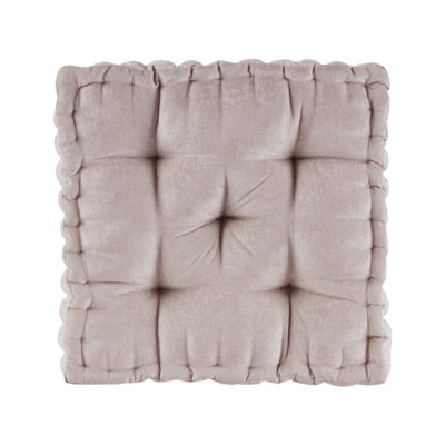 Azza Blush Poly Chenille Soft Sheen Scalloped Edge Square 20x20" Floor Pillow Cushion