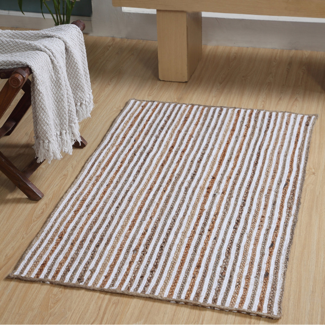 Ursa Striped Jute / Sisal Hand Woven Area Rug