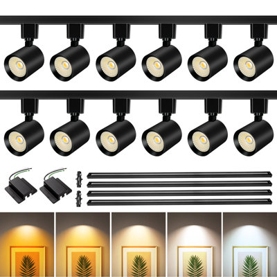 Ensemble d'éclairage sur rail 12 lumières à DEL avec rail coulissant de type H de 13,2 pi, projecteur de plafond à position réglable