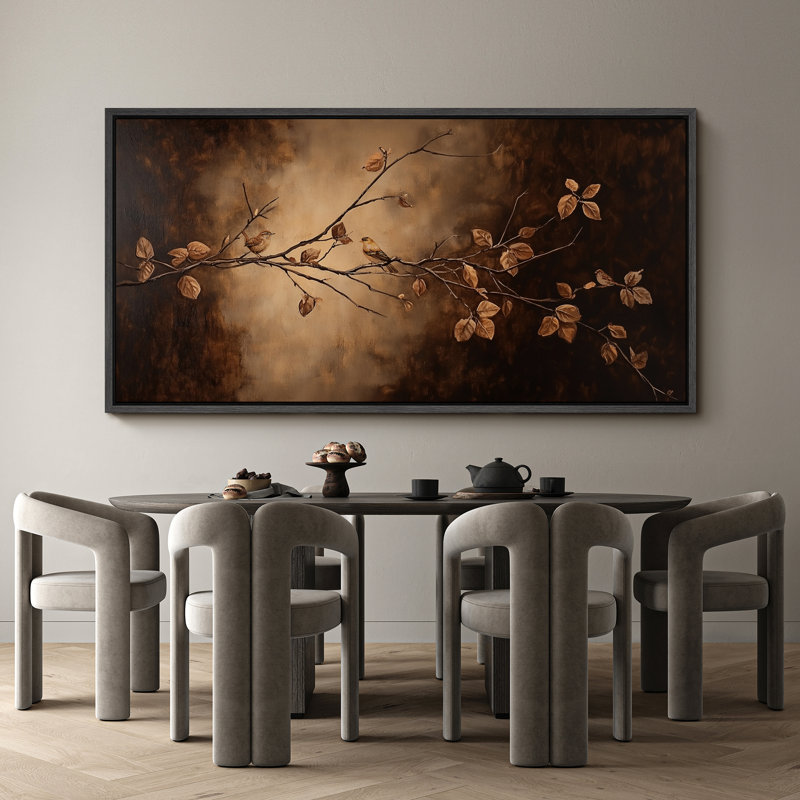 Grande impression sur toile encadrée - impression florale Moody pour décor scolaire foncé, Noir, H 30 po x l 60 po