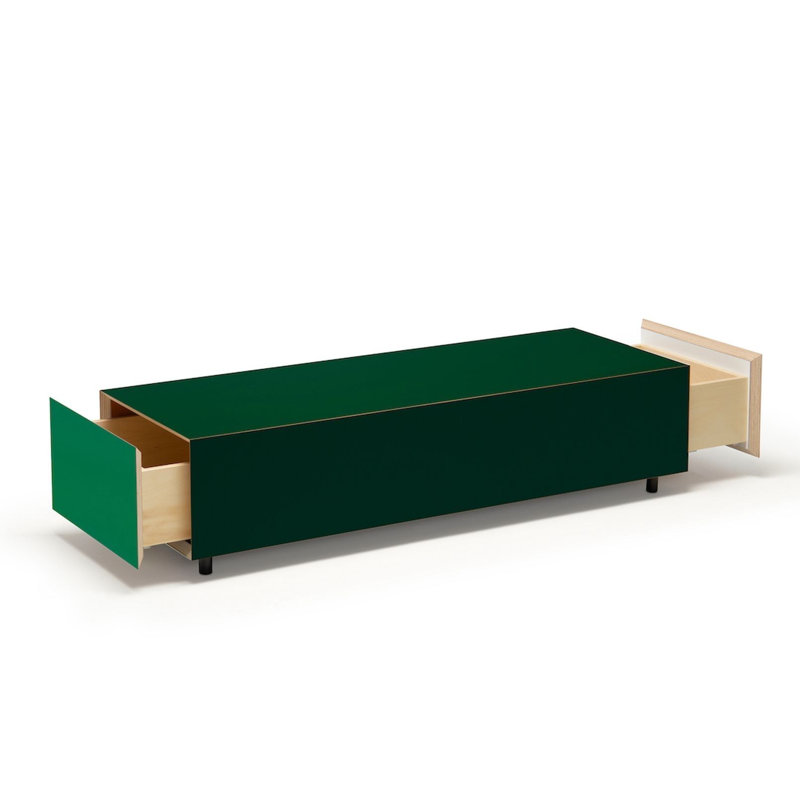 Bloc Coffee Table, Dark Green, Green, 11" H  x 47" L x 18" W