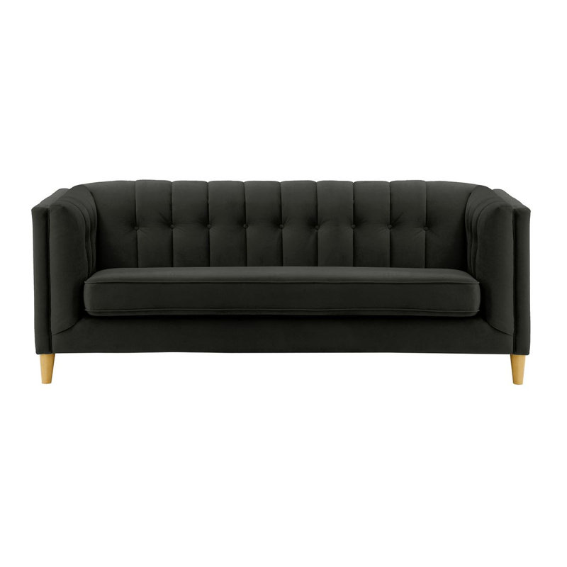 Odina 3 Seater Velvet Sofa, Black