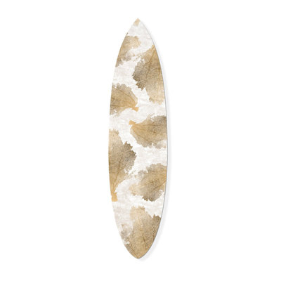 Gold Coral Fan 2 Surfboard Abstract Acrylic by Oliver Gal
