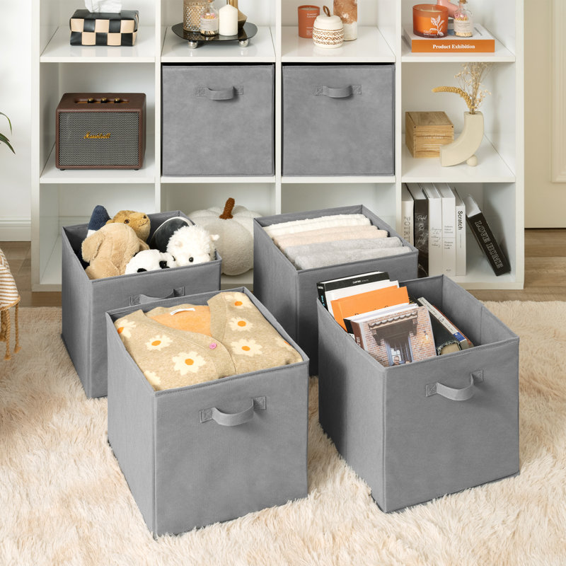 6 Pack Fabric Storage Cube, Grey, 13'' H X 13'' W X 13'' D