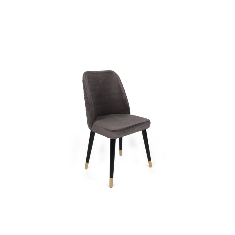 Ensemble de chaises en tissu de velours moderne (2 pièces), anthracite et noir / or | Cadre 100% bois avec pieds en bois de charme | Dimensions: 19,7 po x 35,4 po x 19,3 po | Élégant et durable, supporte jusqu'à 352 lb, parfait pour le salon et la salle à manger