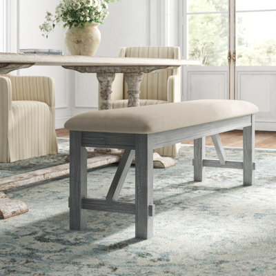 Helbert 60" Solid Wood and Upholstered Farmhouse Dining Bench