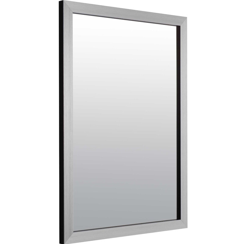 Azariel Wood Flat Wall Mirror, 32cm x 22cm, Silver