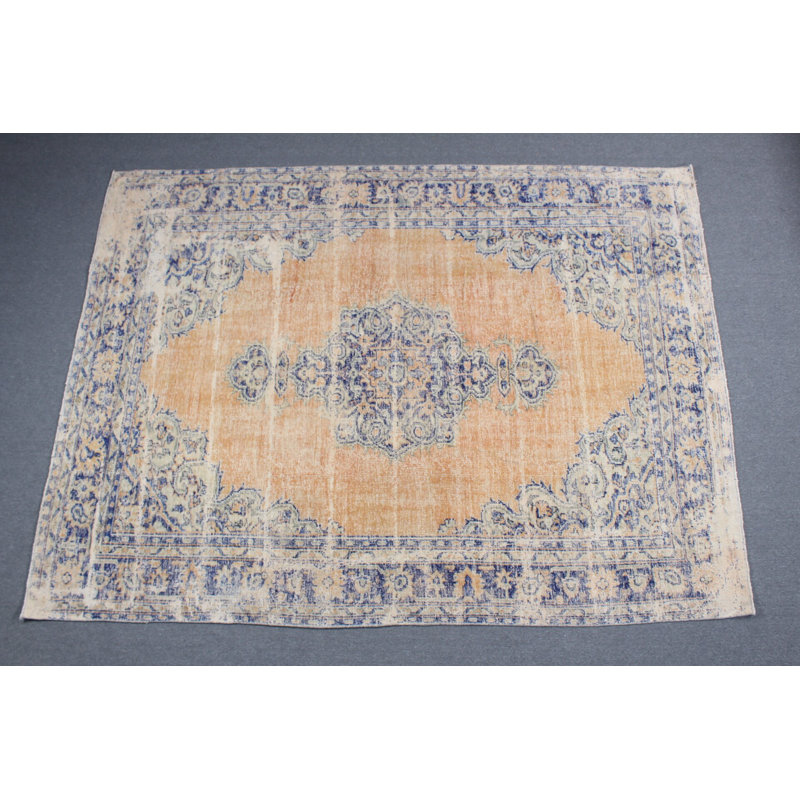 Tapis turc rétro surdimensionné vintage orange vif pour salon moderne et décor tribal
