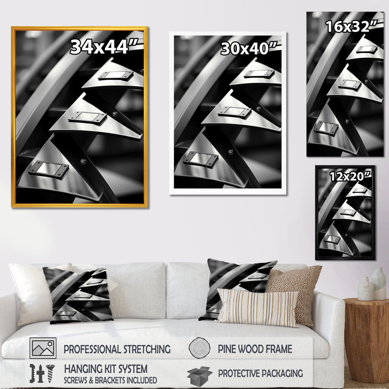 "Panneaux de puissance abstraits en noir et blanc II", Toile tendue, H 40 po x l 30 po x P 1,5 po