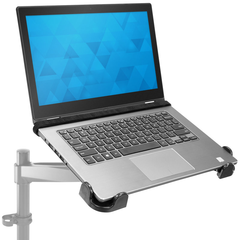 Black Adjustable Steel Clamp-On Laptop Tray with Safety Straps