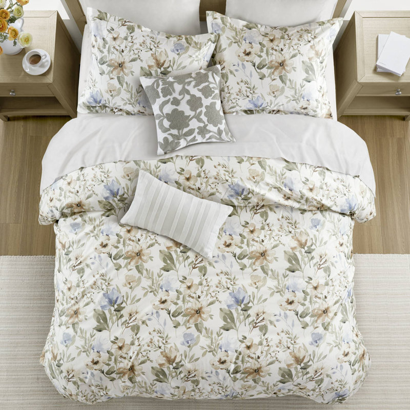 Ensembles de literie en coton luxueux, motif floral élégant, confort toutes saisons
