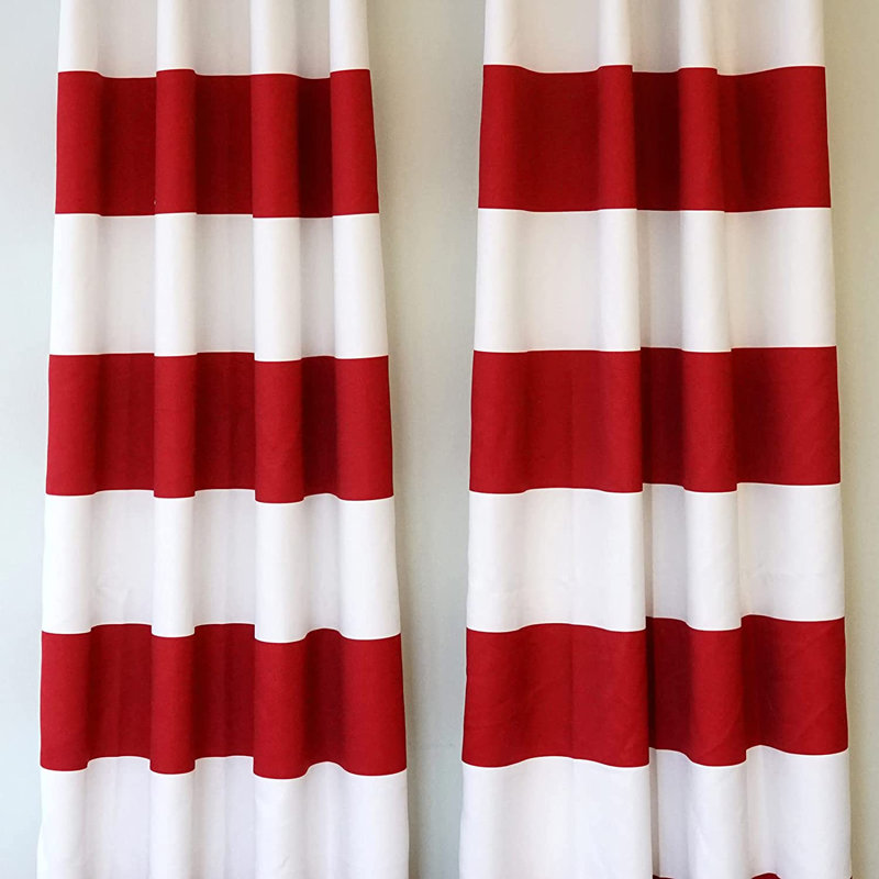 Eastcote Striped Room Darkening Grommet Curtains, Red/White, 52" W x 72" L