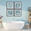 «Blue Floral Bathroom Rules», ensemble de 4 impressions encadrées sous verre, design par Nan-82667238-82667239