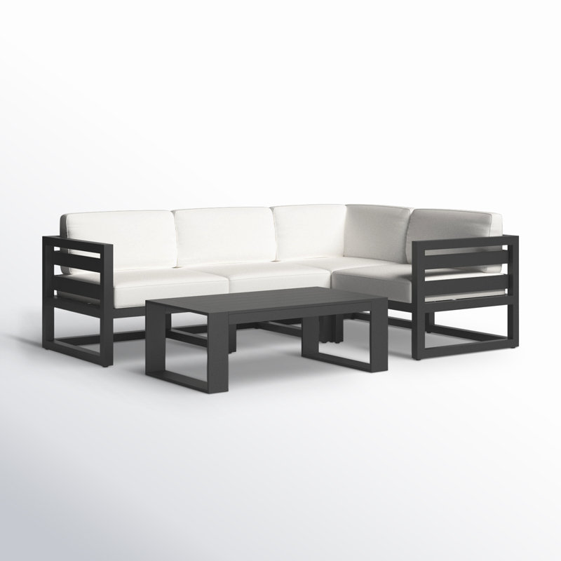 Ensemble de conversation modulaire 5 pièces avec coussins Sunbrella Smith, Toile Sunbrella® naturel, Ardoise