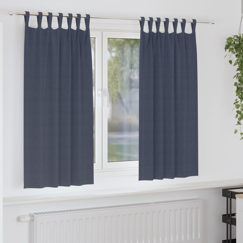 Curtains With Curtains 2 Pcs Polyester, Anthracite, 140cm Width x 175cm Drop