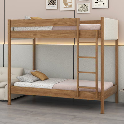 Bunk Bed Frame With Ladder, Safety Guardrails