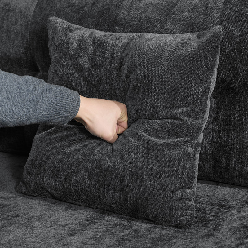 Canapé 86,6 po avec port USB et accoudoirs WIde 86,6 po, 33.5" H × 87" W × 29.2" D, Gris