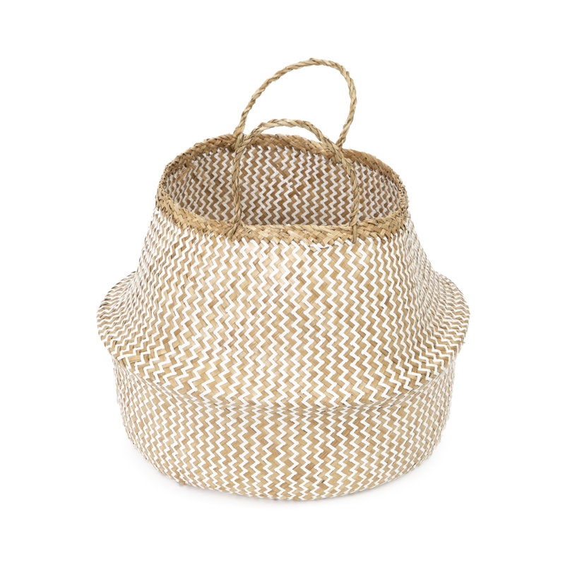17 Stories Feddalat Wicker Box, White/Natural, 36cm H x 45cm W x 45cm D