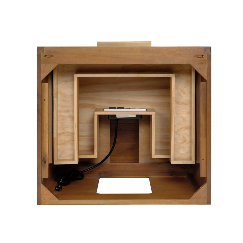 Diamond 24 in. Single Vanity, White Quartz, Walnut, Satin Brass