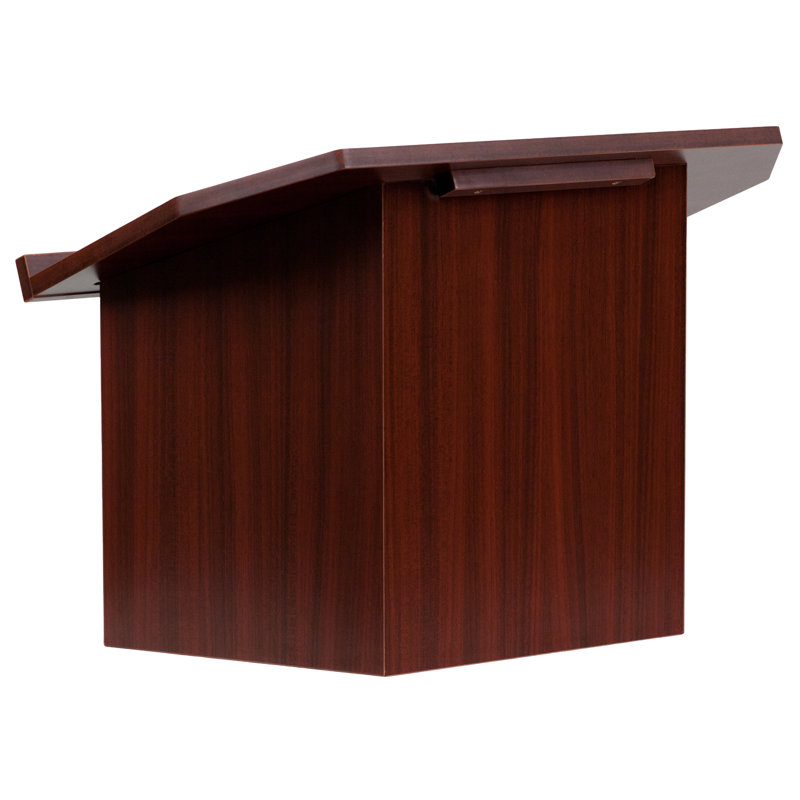 Mahogany Foldable Tabletop Lectern with Slanted Top and Ledge