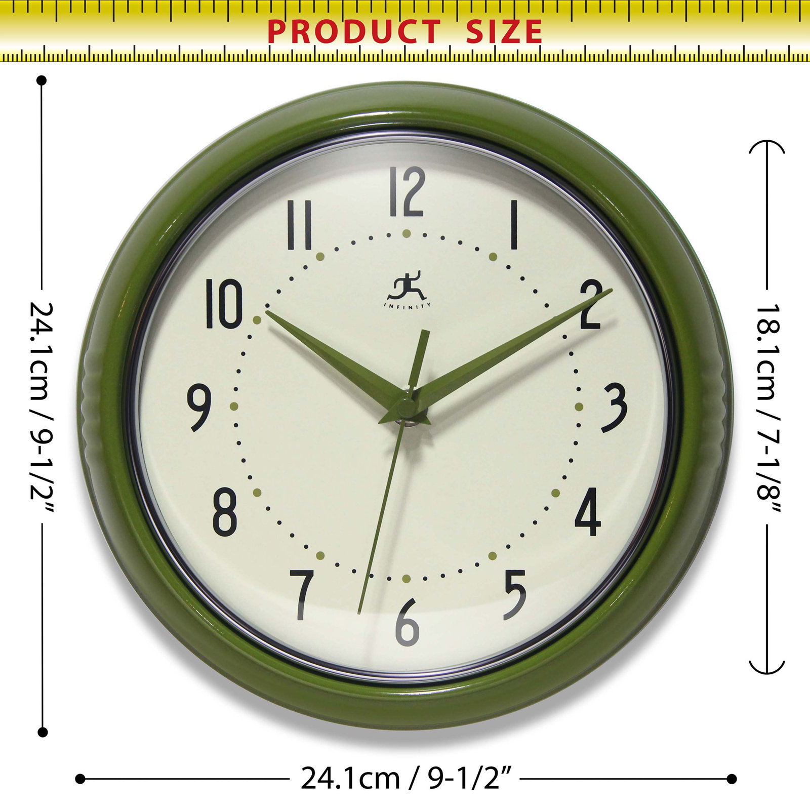 Desdra Metal Wall Clock, Small, Olive Green