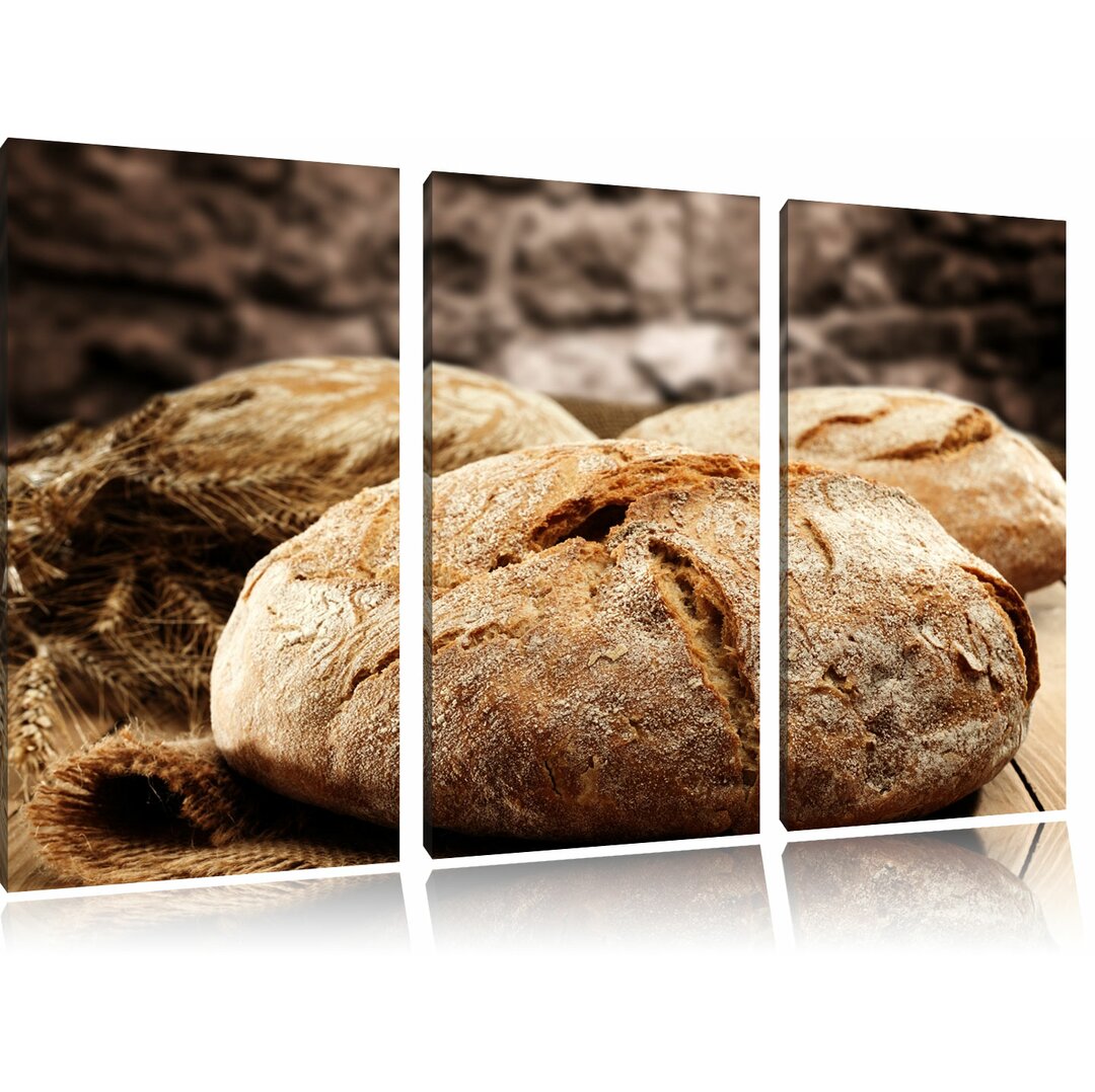 3-tlg. Leinwandbilder-Set „Frisch gebackenes Brot“, Fotodruck 