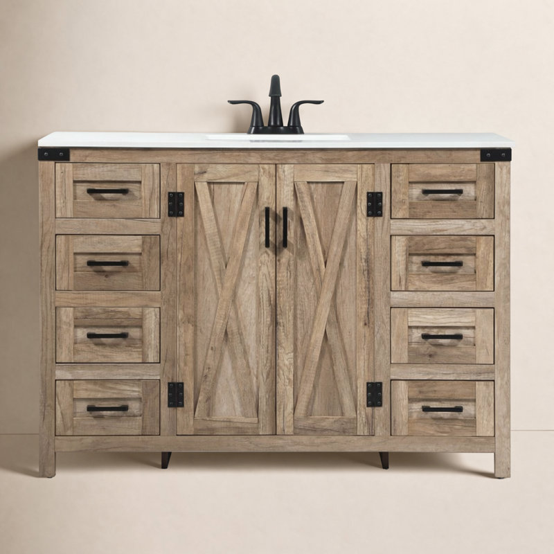 Ensemble de meuble-lavabo simple 48 po Slayton, Chêne naturel